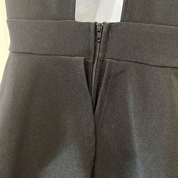 Chocolate USA Black Dress Shirt Sleeve Peplum Skirt Mini Cut Out Zipper Back - Picture 7 of 10